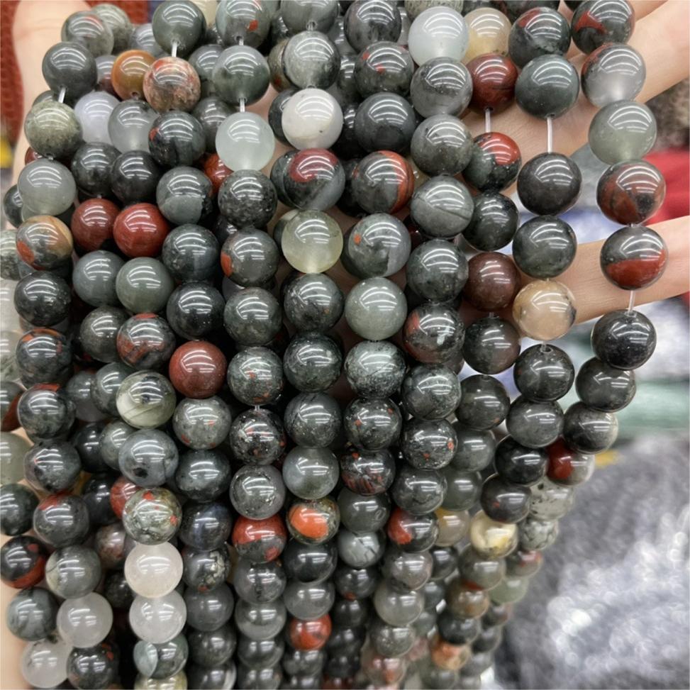 DIY Black Tourmaline African Bloodstone Round Beads