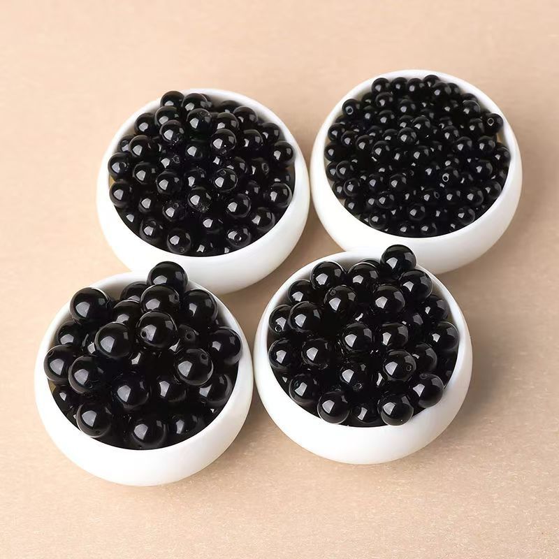 DIY Black Tourmaline Natural Round Beads