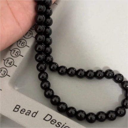 DIY Black Tourmaline Natural Protection Round Beads