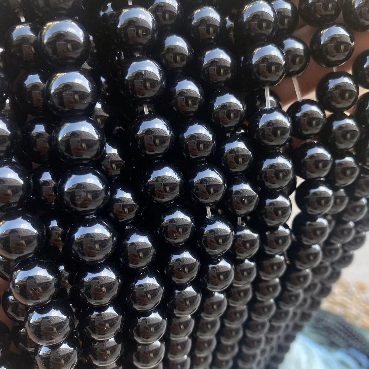 DIY Black Tourmaline Natural Protection Round Beads