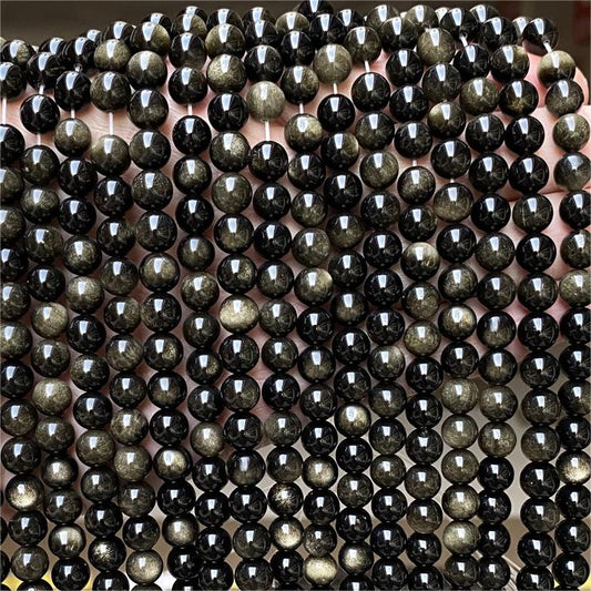 DIY Black Tourmaline Crystal Grounding Natural Round Beads