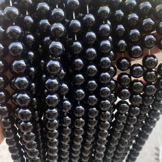 DIY Black Tourmaline Natural Protection Round Beads
