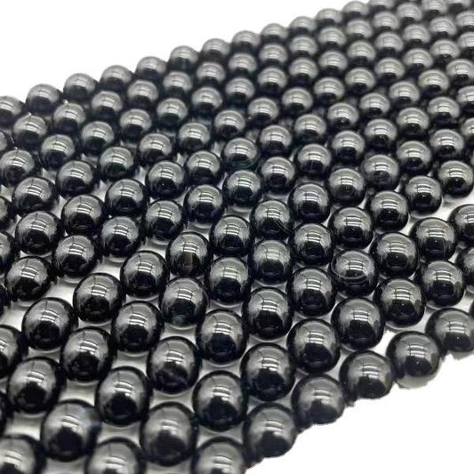 DIY Black Tourmaline Natural Protection Round Beads
