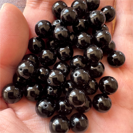 DIY Black Tourmaline Natural Round Beads