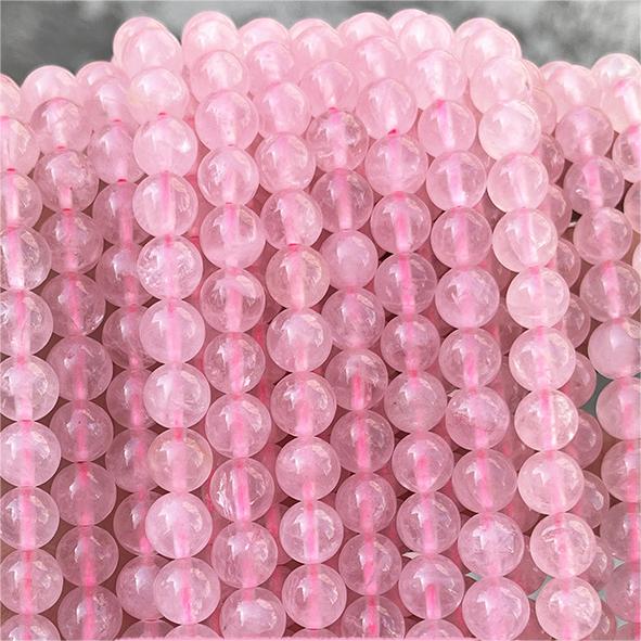 DIY Rose Quartz Crystal-clear Natural Round Beads